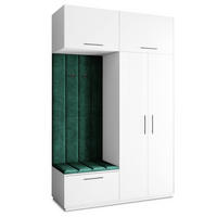 GARDEROBENSCHRANK REMA 150/240/60 cm Modern Garderobe-Set Weiß - Weiß/Grün, Holzwerkstoff (150/240/60cm) - MASSENO