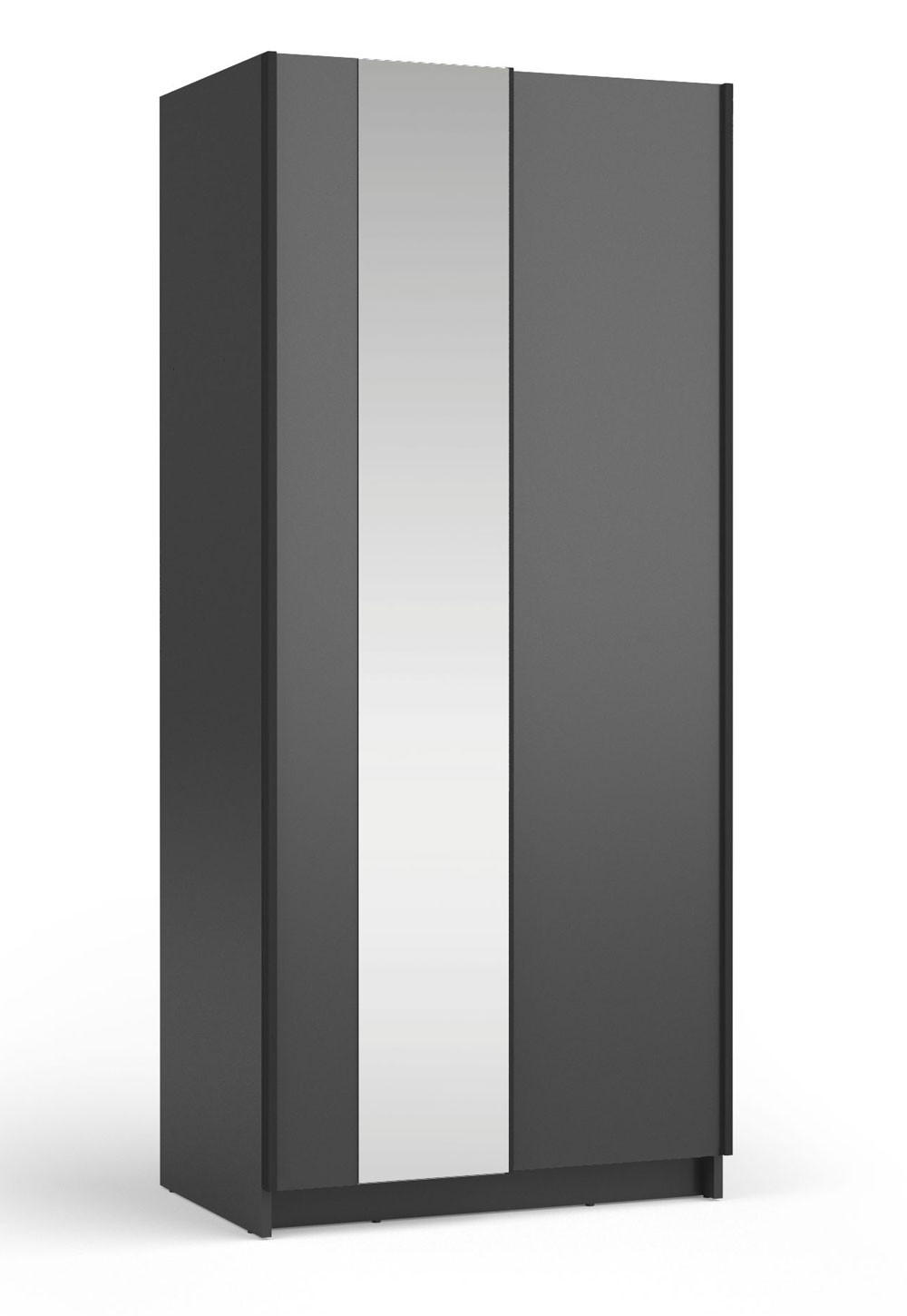 SCHWEBETÜRENSCHRANK Sofia schwarz 80 / 54 / 182cm - Schwarz, Holz/Holzwerkstoff (80/182/54cm) - Feldmann-Wohnen