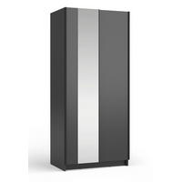 SCHWEBETÜRENSCHRANK Sofia schwarz 80 / 54 / 182cm - Schwarz, Holz/Holzwerkstoff (80/182/54cm) - Feldmann-Wohnen