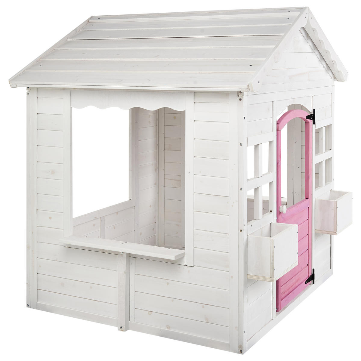 GARTENSPIELHAUS Weiß Nikaia - Pink/Weiß, Holz (130/124/110cm) - Beliani