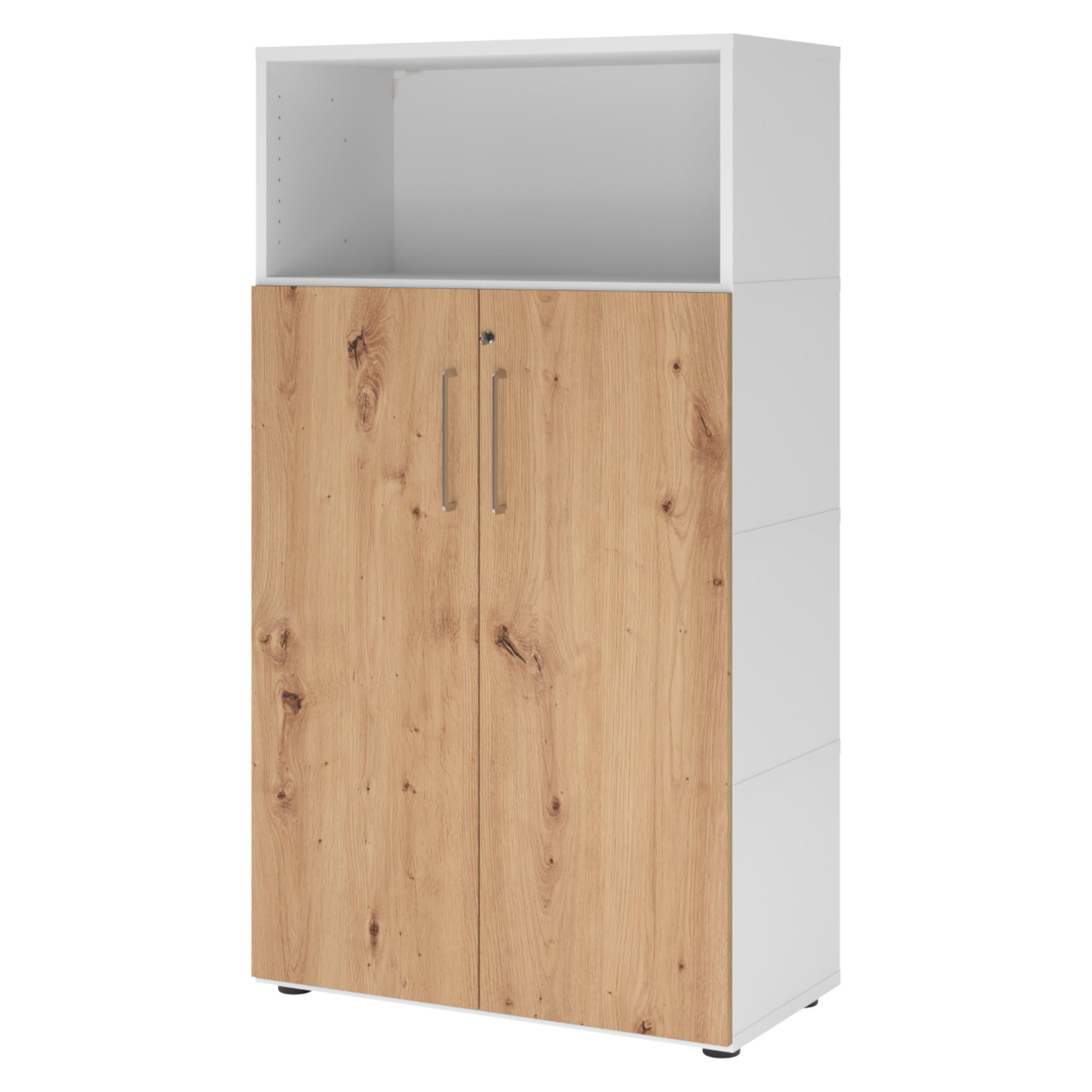 AKTENSCHRANK groß mit Flügeltüren 41,7/80/145,2 cm in Weiß/Wildeiche - Wildeiche/Weiß, Holzwerkstoff (80/145.2/41.7cm) - bümö
