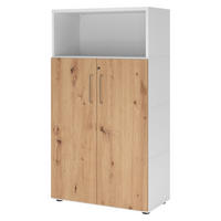 AKTENSCHRANK groß mit Flügeltüren 41,7/80/145,2 cm in Weiß/Wildeiche - Wildeiche/Weiß, Holzwerkstoff (80/145.2/41.7cm) - bümö