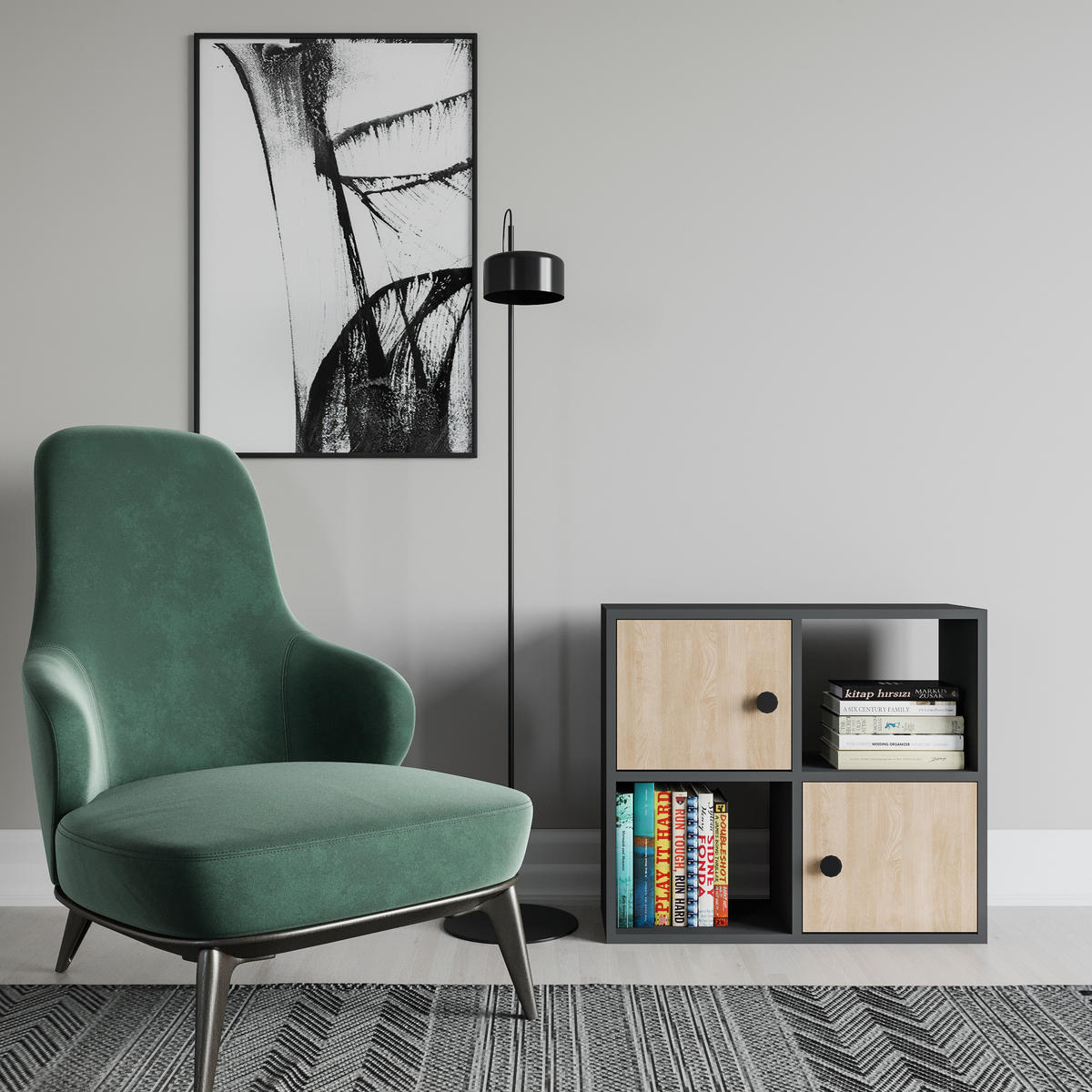 BÜCHERREGAL Tuttle Anthrazit Eiche - Alteiche/Grau, Holzwerkstoff (25/63.2/72cm) - Decorotika