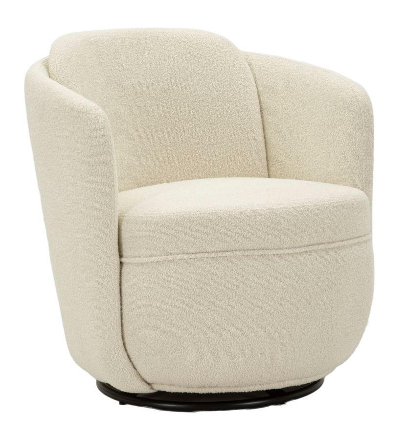 SESSEL Torino Swivel, cremefarben, Polyester, Eisen und Sperrholz, 70 x 72 x 75 cm - Creme, Holzwerkstoff/Kunststoff (70/75/72cm) - Mauro Ferretti