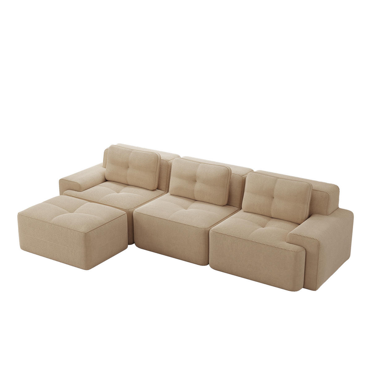 ECKSOFA 293/177/69 cm Beige mit Ottoman - Beige, Textil (293/177cm) - Oxeza