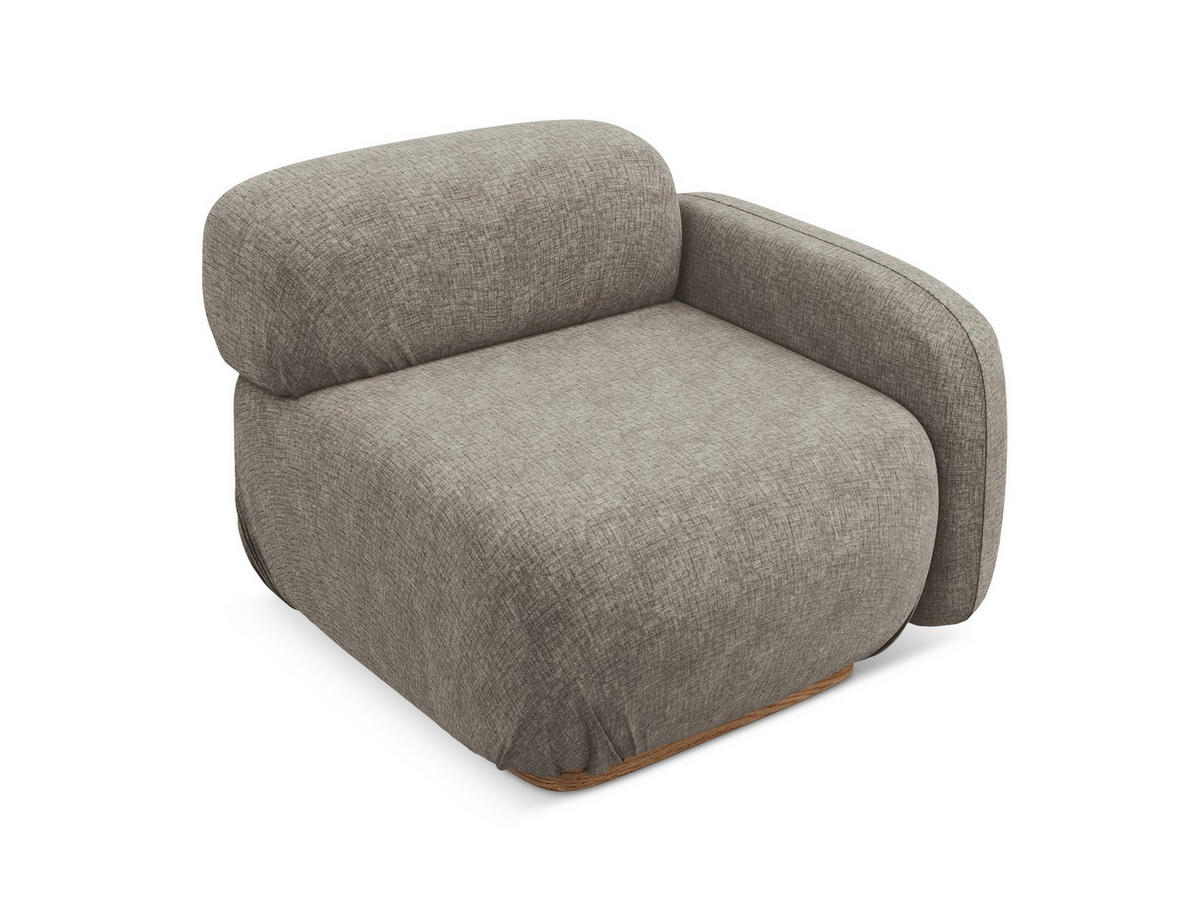 SOFAELEMENT Rechts Chenille Stoff Grau - Taupe/Braun, Holz/Textil (95/73/95cm) - Makamii