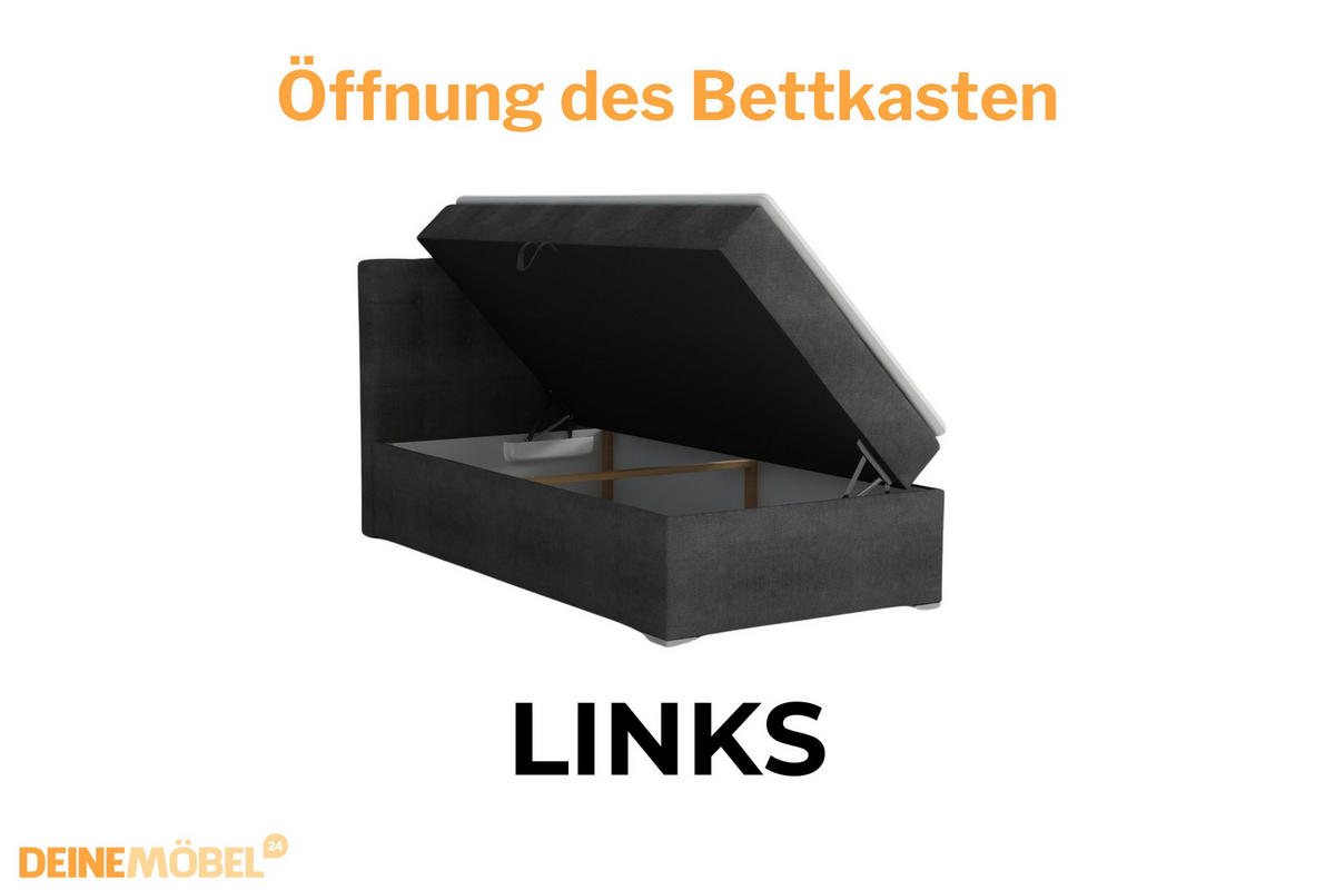 BOXBETT JUNG 3 100/200 Schwarz H4 Öffnung links - Schwarz, Holz/Holzwerkstoff (100/200cm) - Deine Möbel 24
