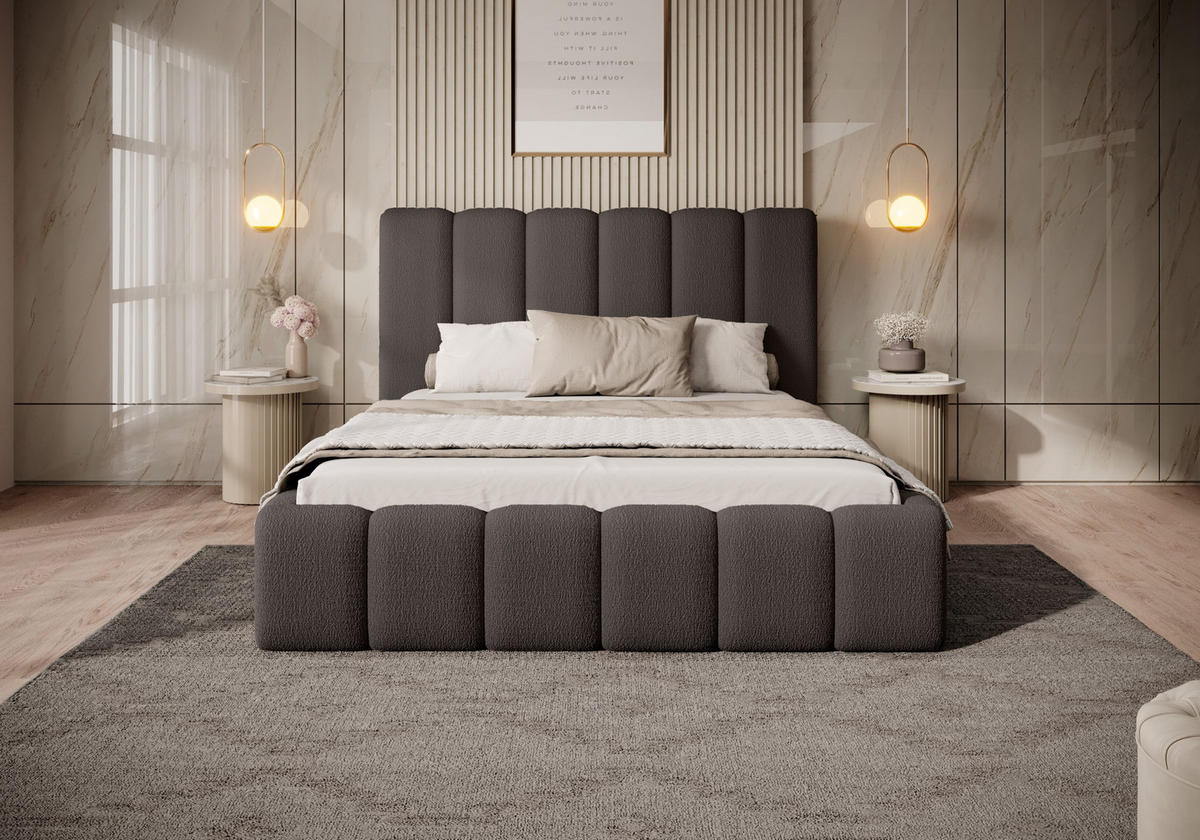 POLSTERBETT mit Bettkasten Calden 160x200 cm, Dunkelbraun - Dunkelbraun, Textil (160/200cm) - Fedve