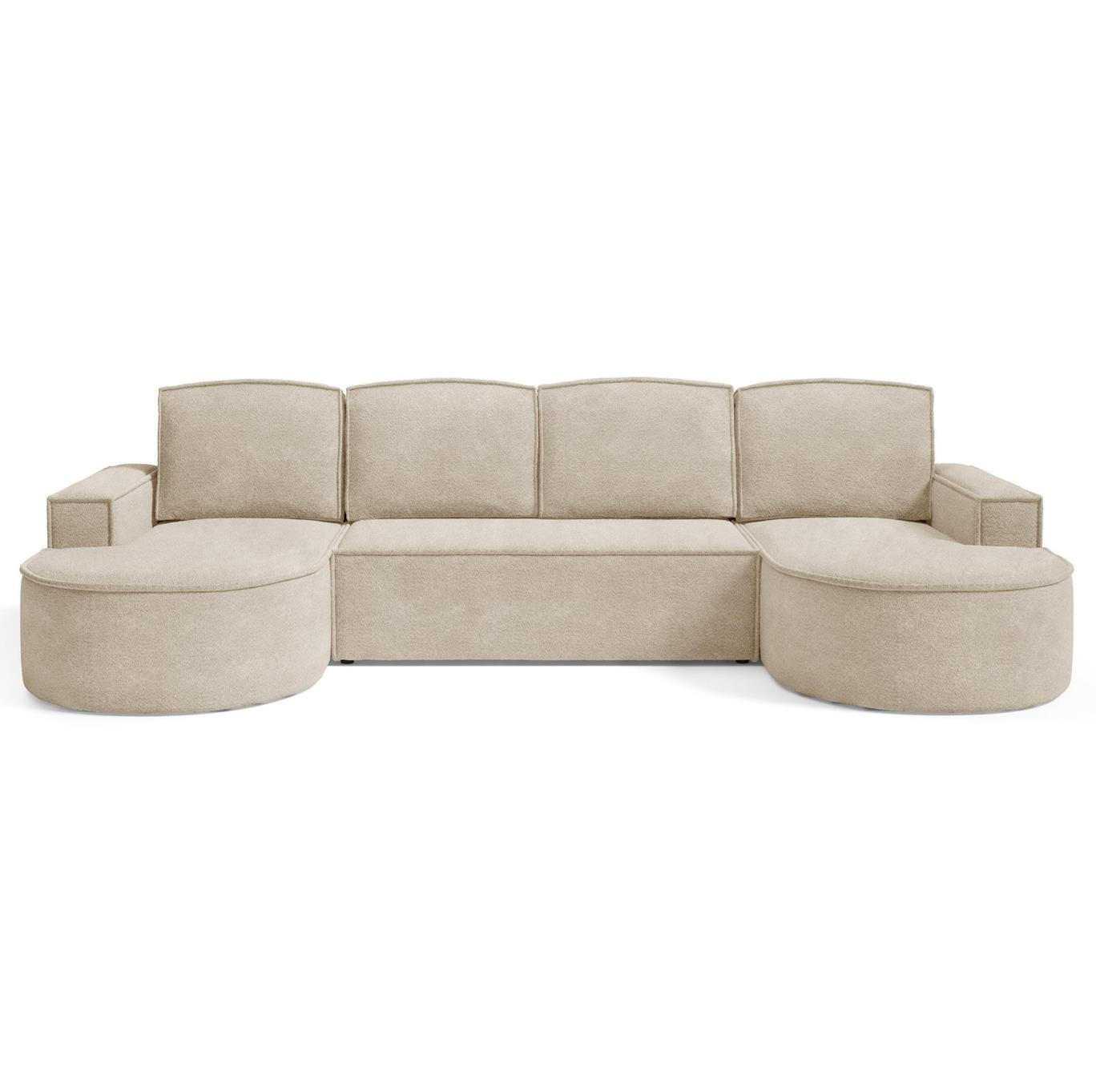 WOHNLANDSCHAFT Flow Hellbeige, mit Schlaffunktion in Abriamo Stoff - Beige, Holzwerkstoff/Textil (316/88/157cm) - Bettso