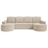 WOHNLANDSCHAFT Flow Hellbeige, mit Schlaffunktion in Abriamo Stoff - Beige, Holzwerkstoff/Textil (316/88/157cm) - Bettso