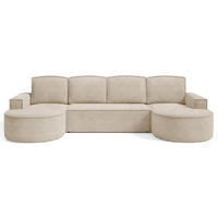 WOHNLANDSCHAFT Flow Hellbeige, mit Schlaffunktion in Abriamo Stoff - Beige, Holzwerkstoff/Textil (316/88/157cm) - Bettso