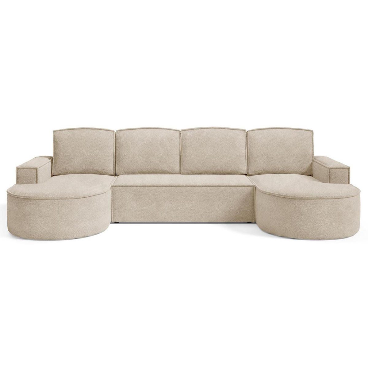 WOHNLANDSCHAFT Flow Hellbeige, mit Schlaffunktion in Abriamo Stoff - Beige, Holzwerkstoff/Textil (316/88/157cm) - Bettso