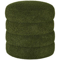 SITZHOCKER, Fußhocker, Runder Polsterhocker, Fußstütze mit Sitzkissen - Naturfarben/Grün, Holz/Textil (40/45/40cm) - HOMCOM