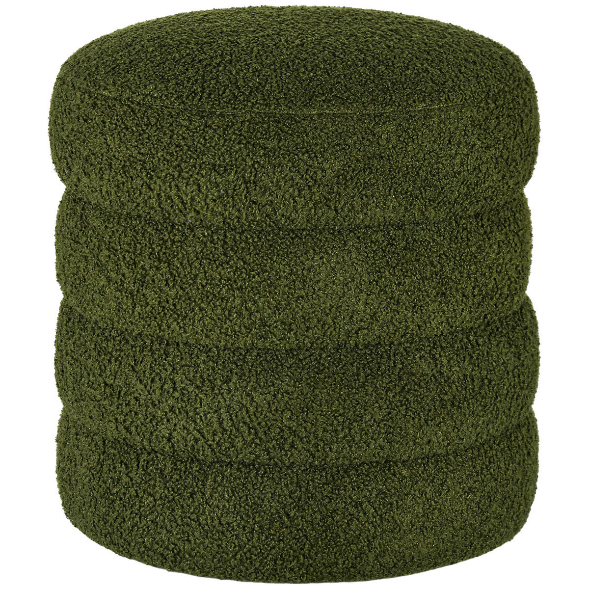 SITZHOCKER, Fußhocker, Runder Polsterhocker, Fußstütze mit Sitzkissen - Naturfarben/Grün, Holz/Textil (40/45/40cm) - HOMCOM