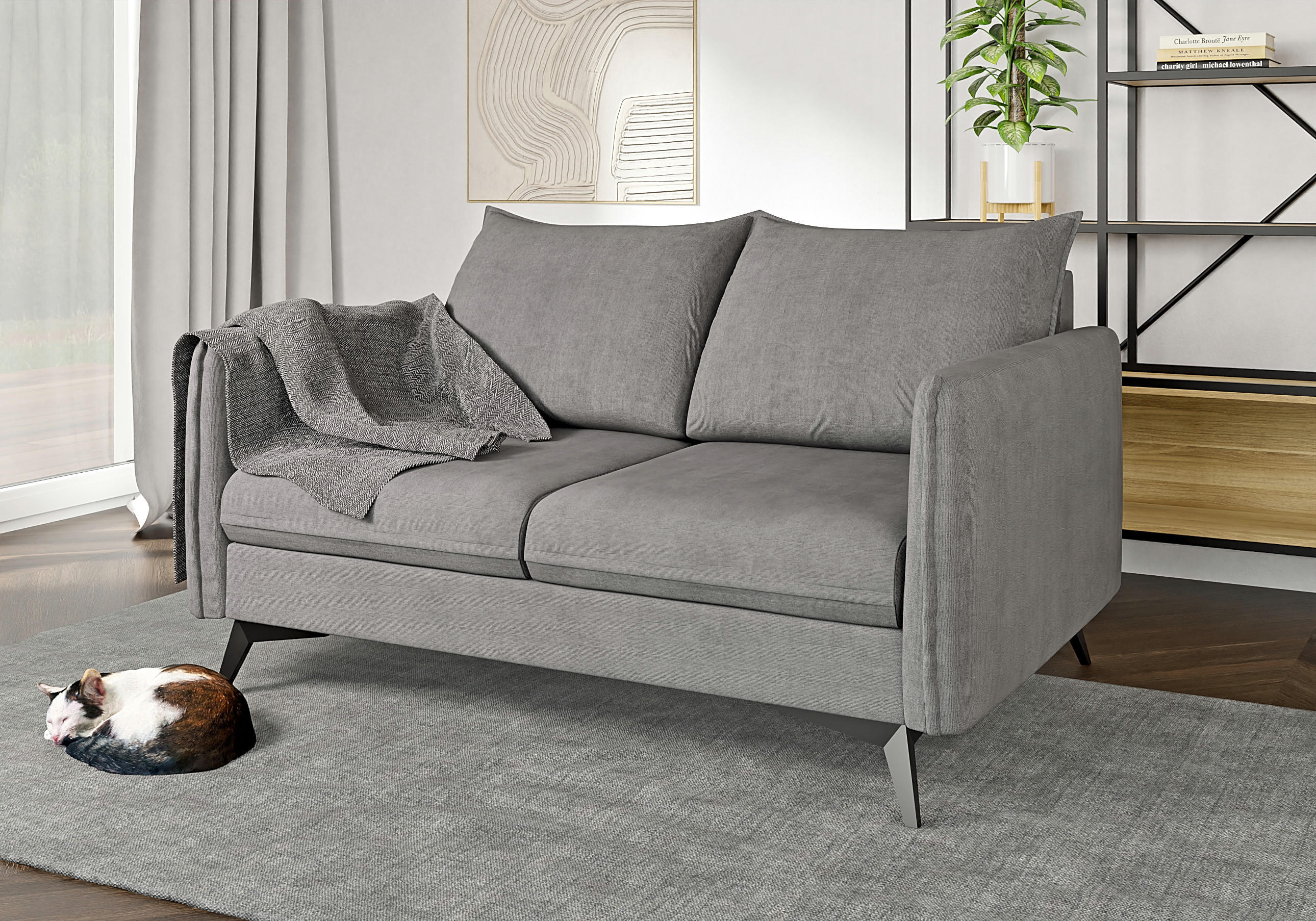 2-SITZER-SOFA Pulse Grau Luxusmicrofaser - Schwarz/Grau, Holz/Textil (138/86/91cm) - S-Style Möbel