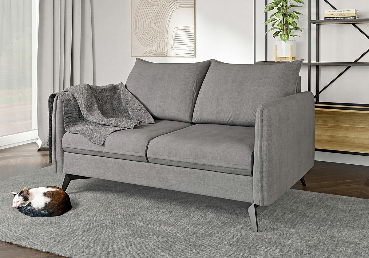 SITZGARNITUR 3+2+1 Pulse Grau Luxusmikrofaser - Schwarz/Grau, Holz/Textil (199/86/91cm) - S-Style Möbel