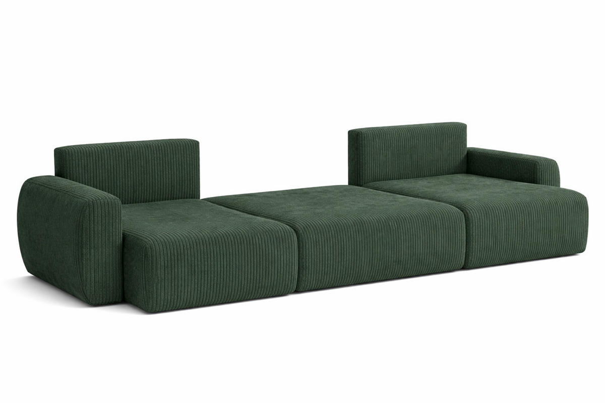 ECKSOFA Mit Schlaffunktion Und Bettkasten U-Form Ariel U, Cordstoff Poso, Grün - Grün, Holz (342/142cm) - Kaiser Möbel