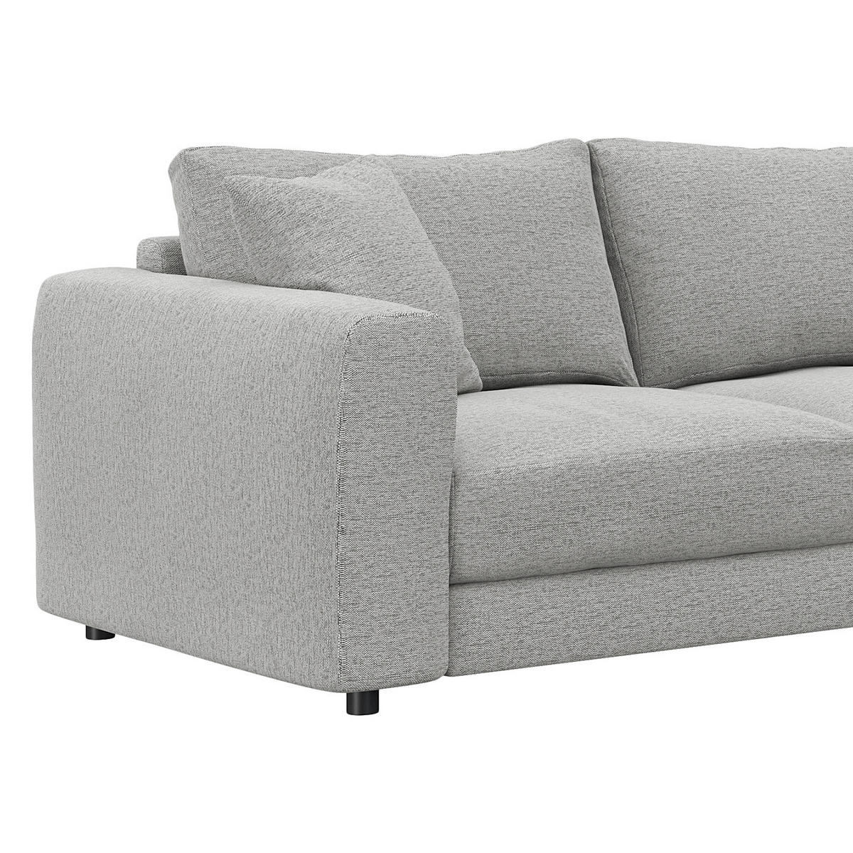 ECKSOFA mit Ottomane - Hellgrau/Schwarz, Kunststoff/Textil (277/251cm) - home24