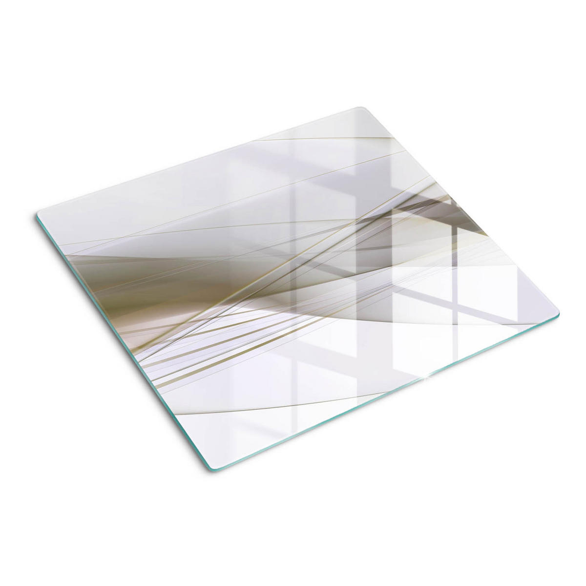 GLASPLATTE 60x52 cm Abstraktion - Blau/Beige, Glas (60/0.4/52cm) - TULUP