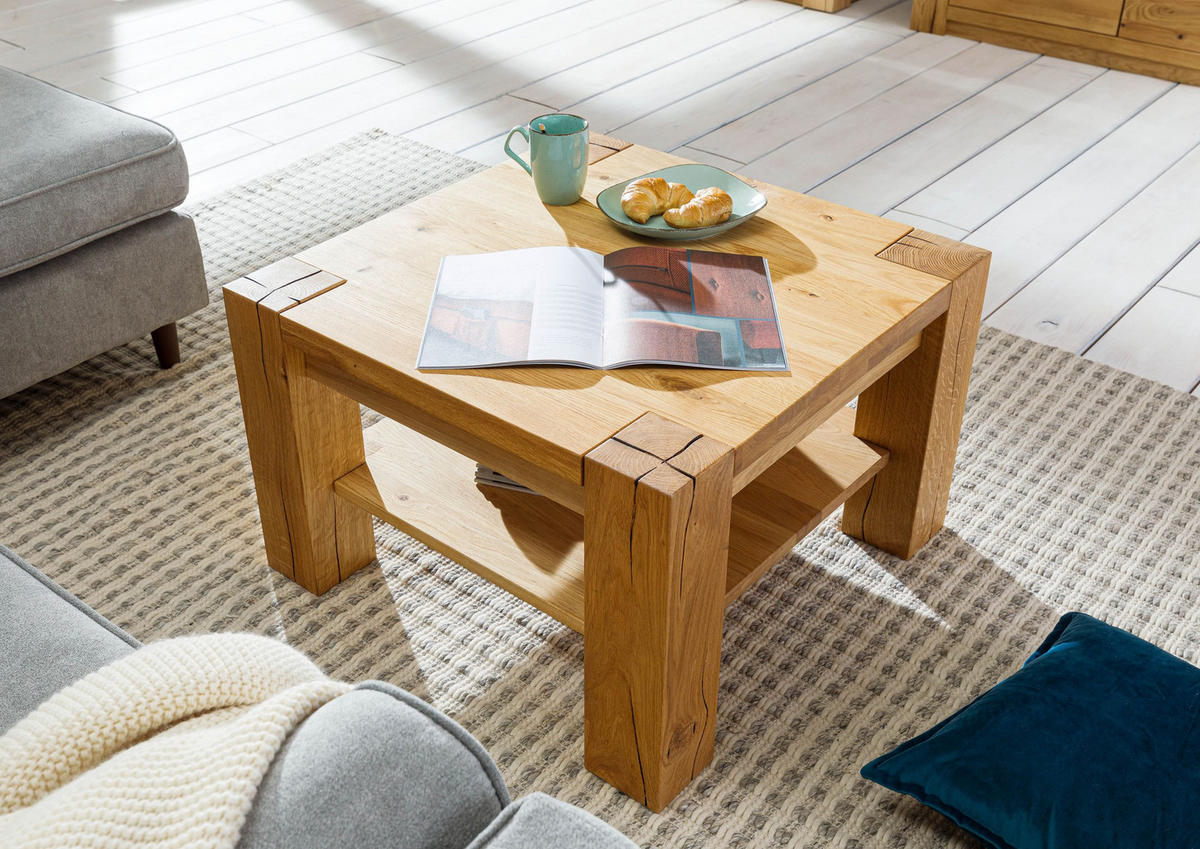 COUCHTISCH Wildeiche 70x70x45 natur geölt KENT #114 - Naturfarben, Holzwerkstoff (70/70/45cm) - Massivmoebel24