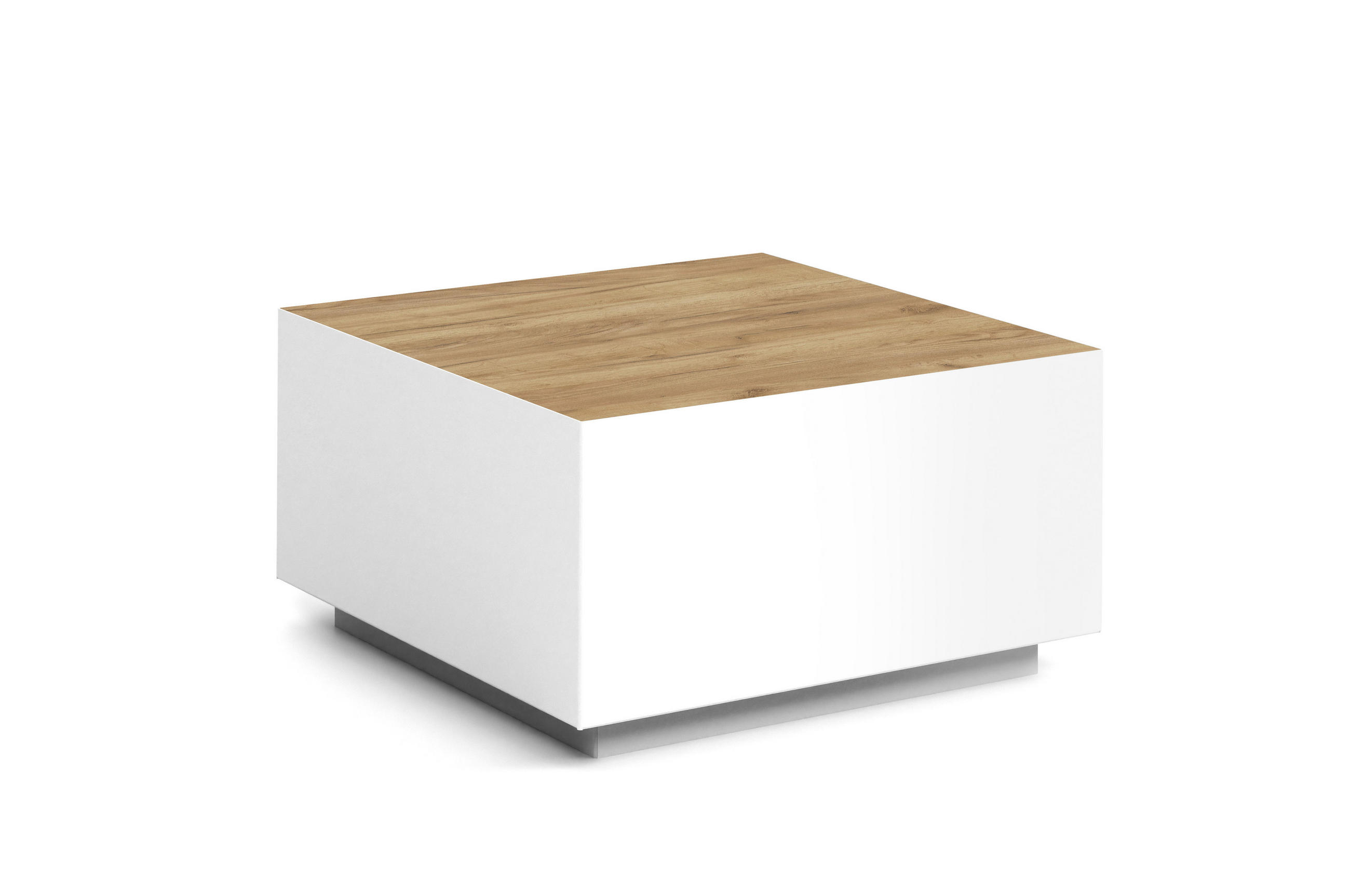 COUCHTISCH QUADRA - Honigeiche/Weiß, Holzwerkstoff (65/65/35cm) - Meblini