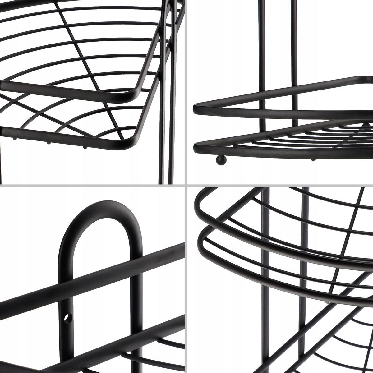BADEZIMMER-ECKREGAL schwarz - Schwarz, Metall (26/58cm) - KADAX