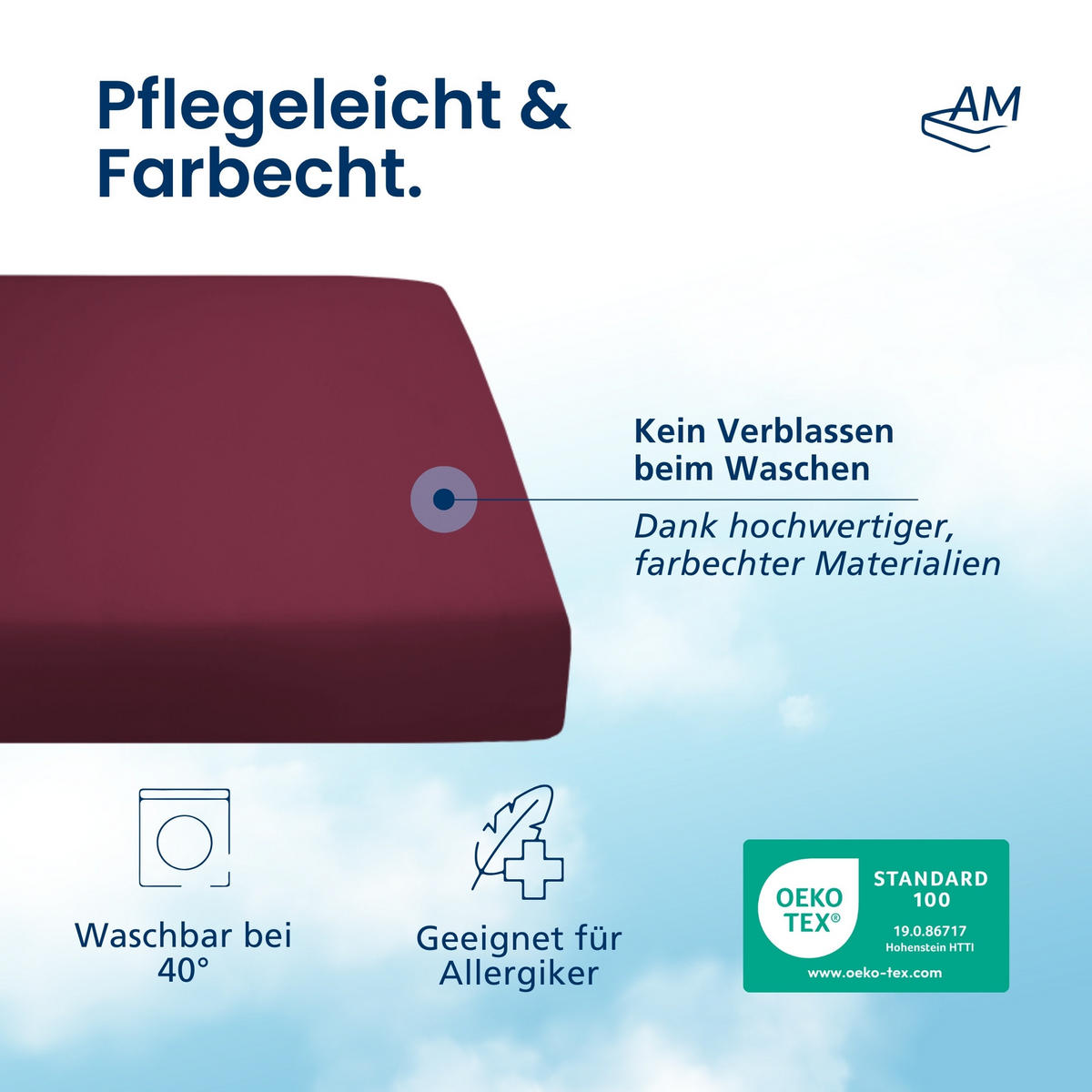 SPANNBETTLAKEN TOPPER 70/220/12 cm Bordeaux - Bordeaux, Textil (70/220cm) - AM Qualitätsmatratzen