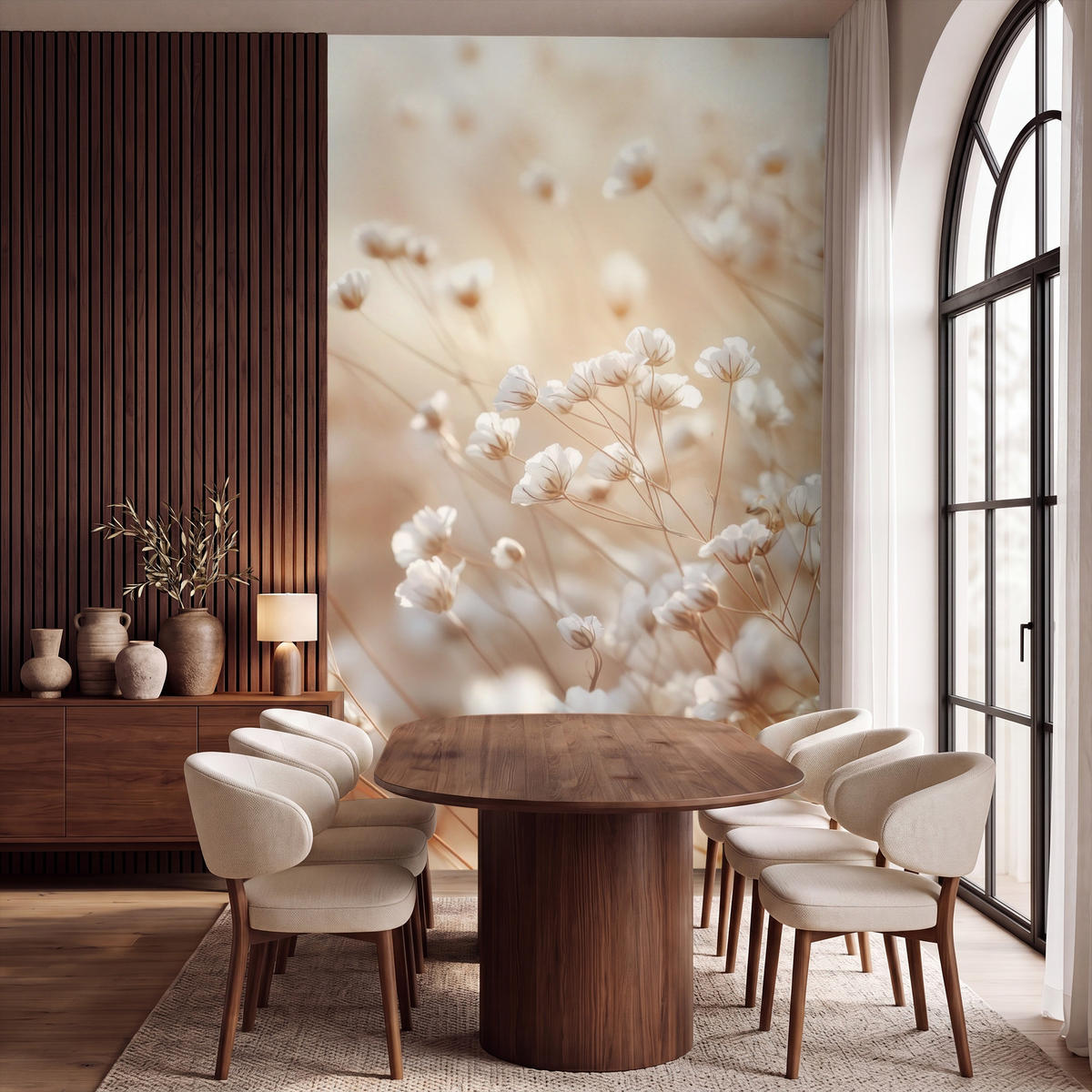 TAPETE - Wild - Blumen - Weiß - 160x280 cm - Creme, Papier (160/280cm) - OnlyWow