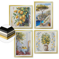 WANDBILDER 4er Set - 50x50 cm & 40x60 cm Goldrahmen - Zitronenbäume am Meer - Goldfarben, Kunststoff (50/50cm) - ArtPrintCave