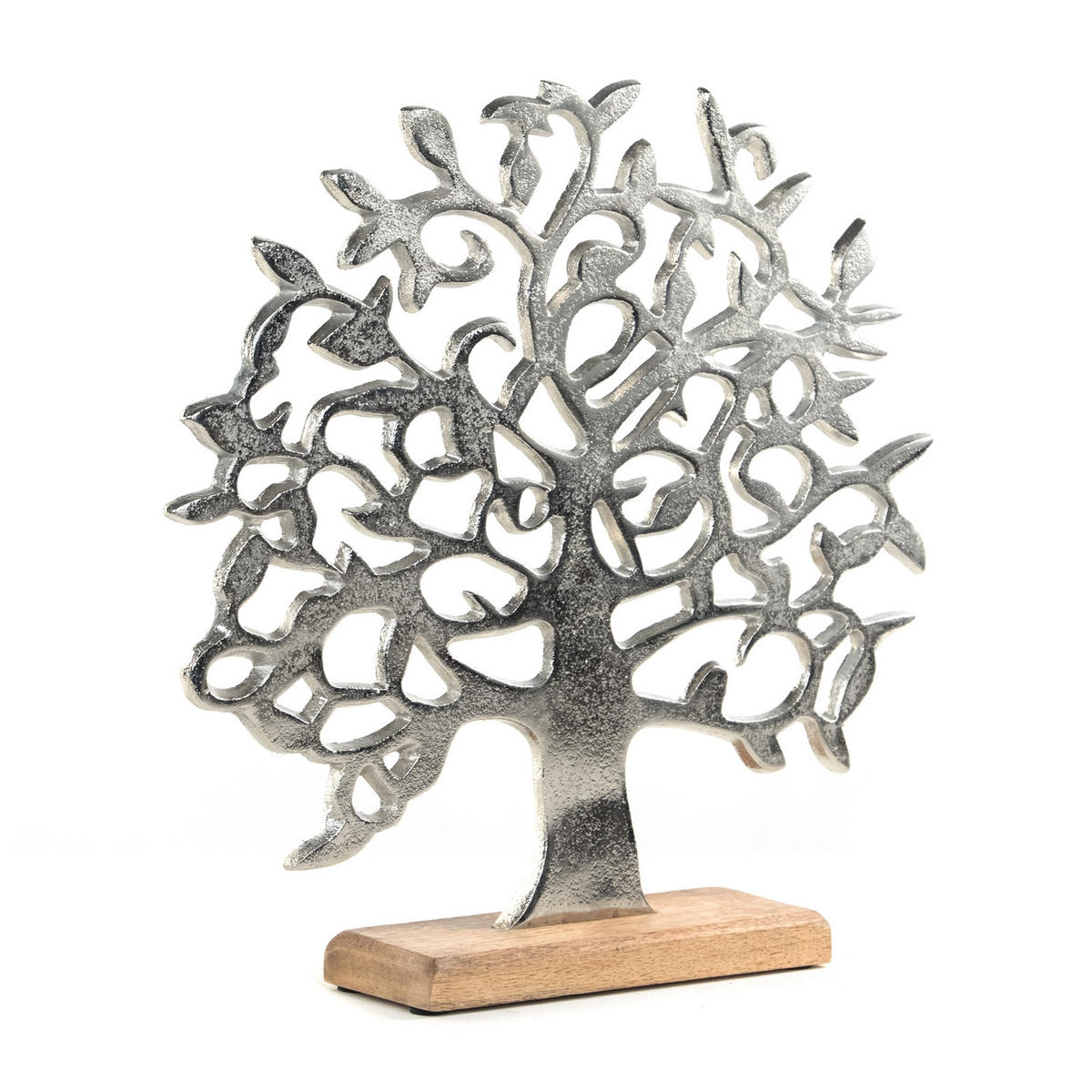 SKULPTUR Lebensbaum Albero Metall, Mangoholz silber-braun - Silberfarben, Metall (38/37/8cm) - DESIGN DELIGHTS