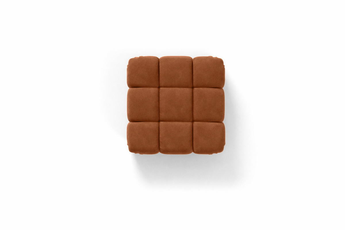 HOCKER Modularer, Veloursstoff Salvador, Braun, Selia - Braun, Holz (95/40/95cm) - Kaiser Möbel