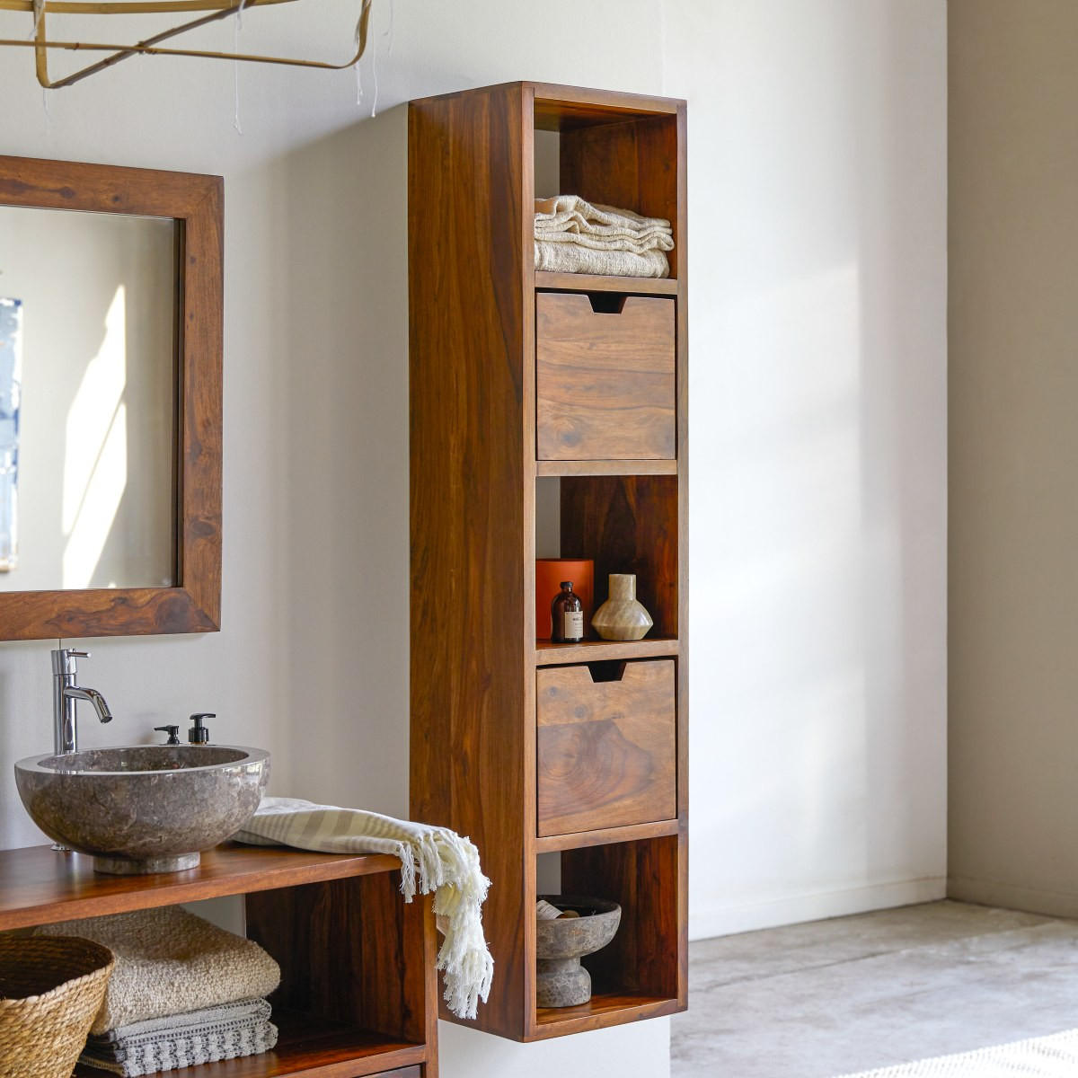 HOCHSCHRANK Kwarto Braun aus Palisander - Braun, Holz (35/150/30cm) - Tikamoon