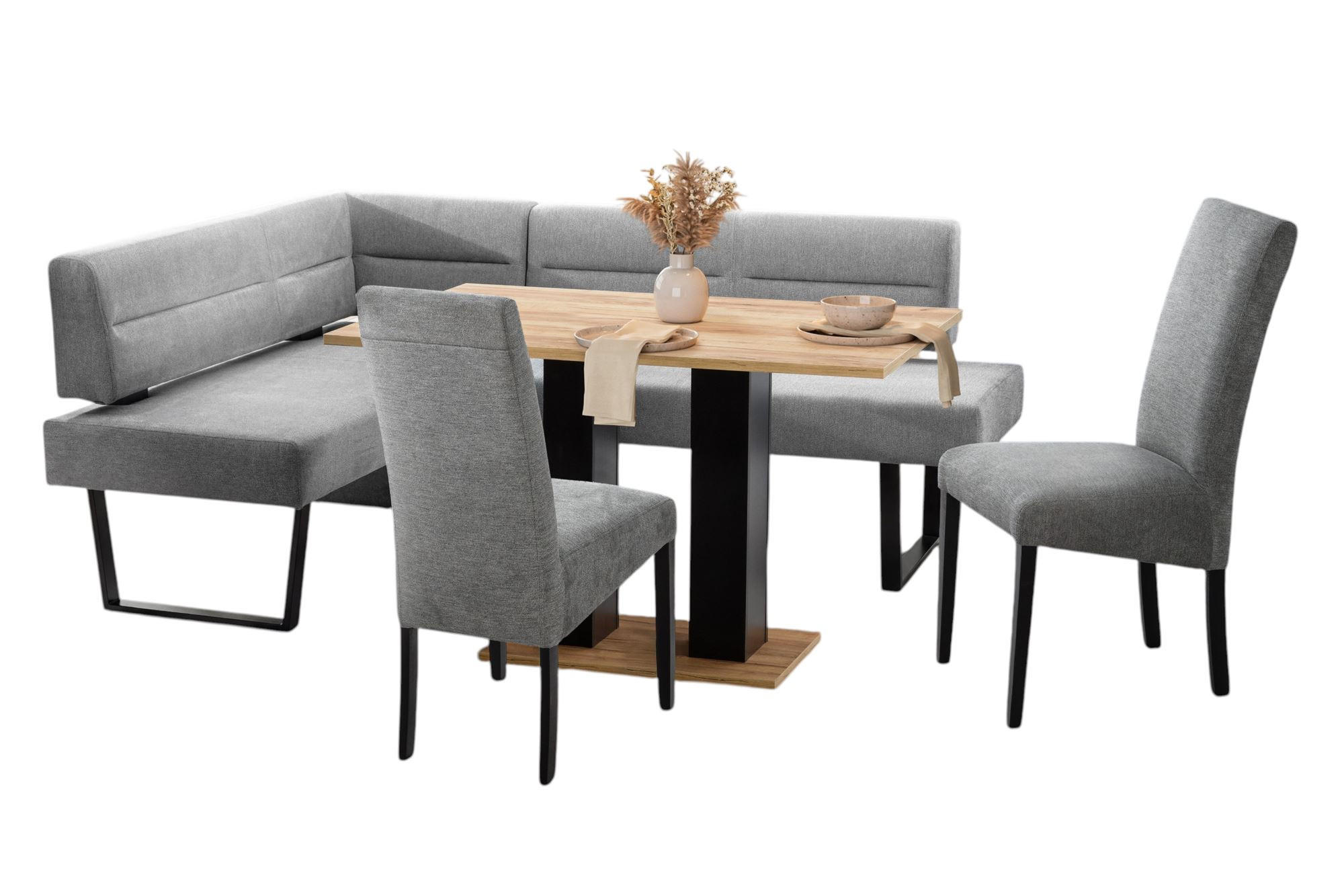 58aufmkessel Eckbankgruppe Schwarz, Grau 155x85x195 cm