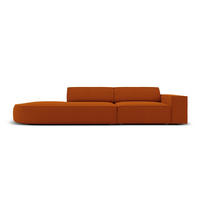 LINKES-SOFA Jodie aus strukturiertem Stoff terrakotta 3 Sitzplätze - Terra cotta, Textil (102/70/262cm) - Micadoni
