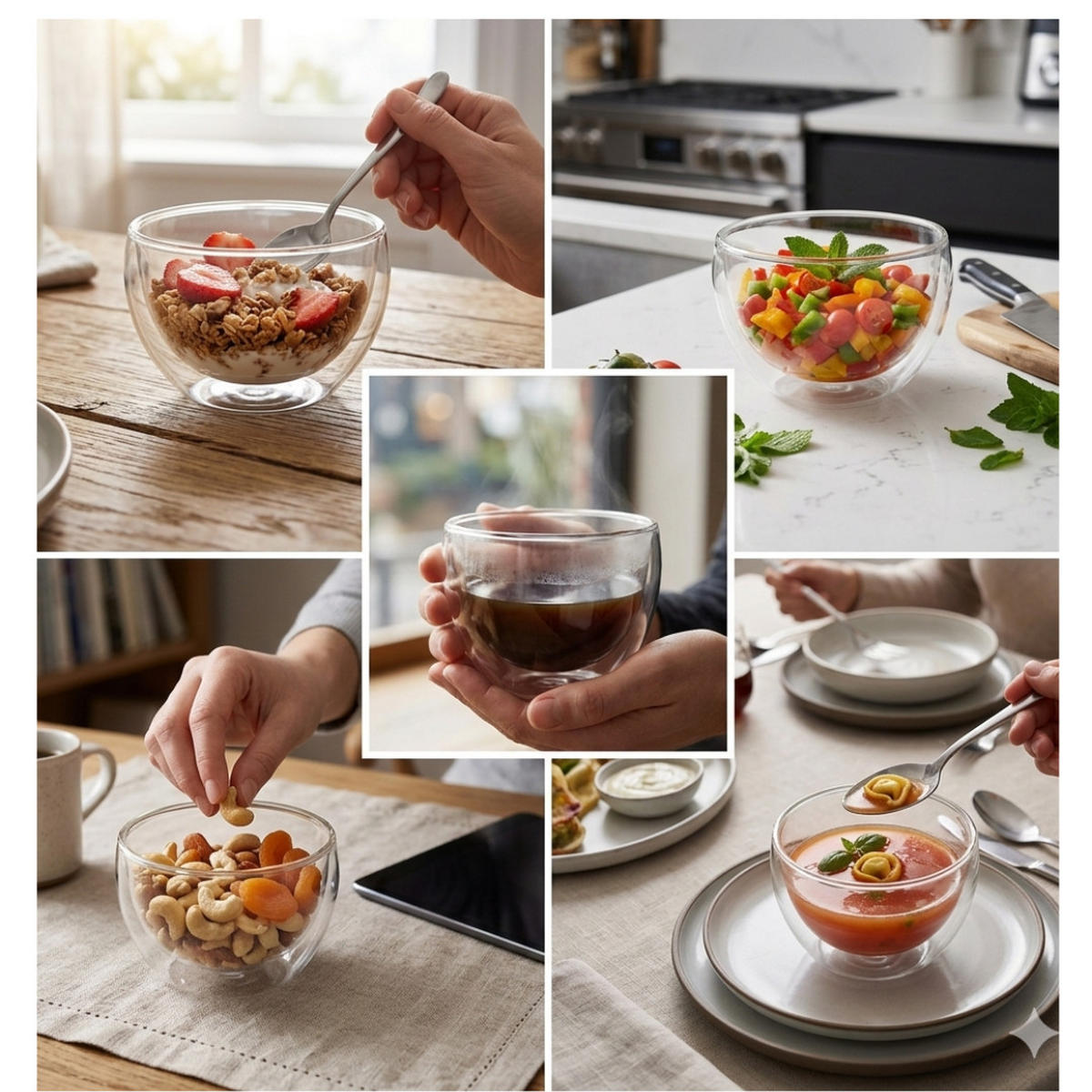 THERMOGLÄSER Set -Klasique- 12x doppelwandige Gläser, 6 Cappuccino 300ml& 6 Latte Macchiato Gläser 400ml, Doppelwandig Trinkglas Glas Schwebeeffekt - Transparent, Glas - JUNG