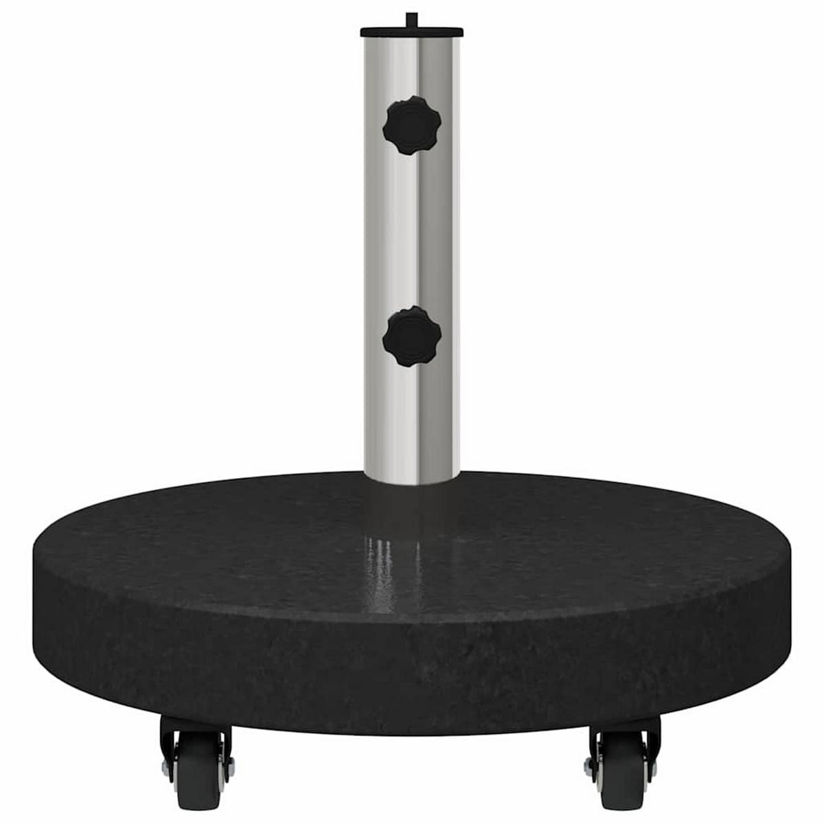 SONNENSCHIRMSTÄNDER 30Kg Schwarz Granit Und Edelstahl Rund - Schwarz, Stein (45/45cm) - vidaXL