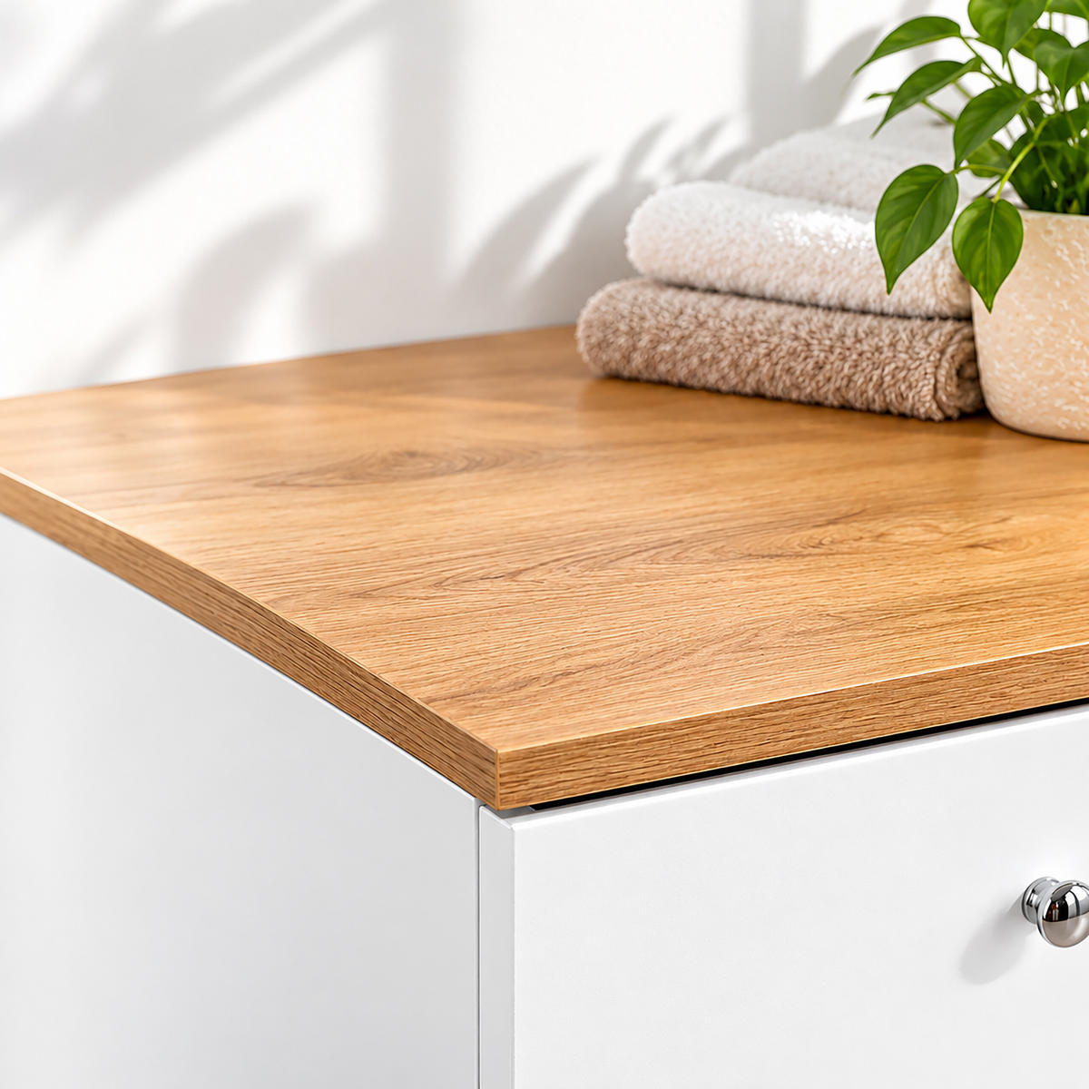 WASCHMASCHINENSCHRANK Weiß mit ausziehbarem Wäschekorb 90x100x60 cm - Weiß, Holzwerkstoff/Textil (100/90/60cm) - Relaxdays