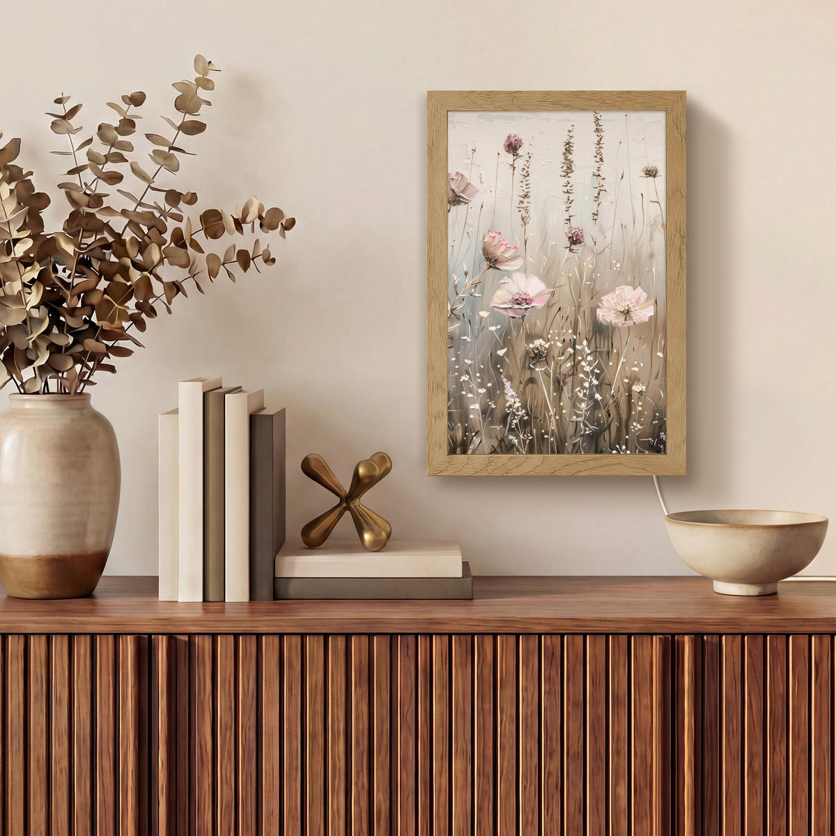 NÁSTĚNNÁ LAMPA Květiny - růžová - moderní - béžová 20x30 cm - starorůžová, kompozitní dřevo (20/30/8cm) - OnlyWow