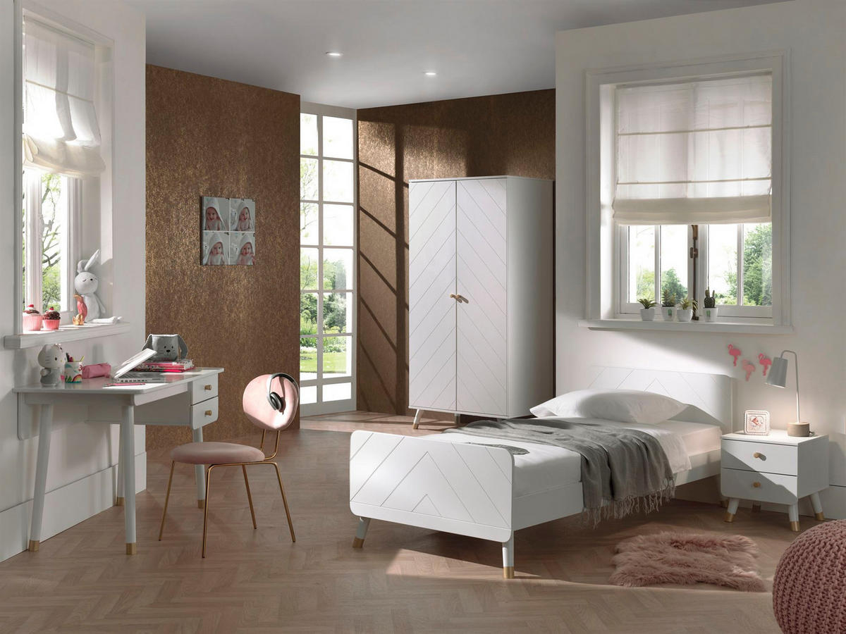 KINDERZIMMER komplett Set 3-tlg. Kamillah 4 Schrank Bett Nachtkomode - Weiß, Holzwerkstoff (250/1/150cm) - 58aufmkessel