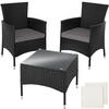 RATTANSET Luzern,2 Bezugssets,schwarz - Schwarz, Kunststoff - tectake
