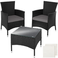 RATTANSET Luzern,2 Bezugssets,schwarz - Schwarz, Kunststoff - tectake