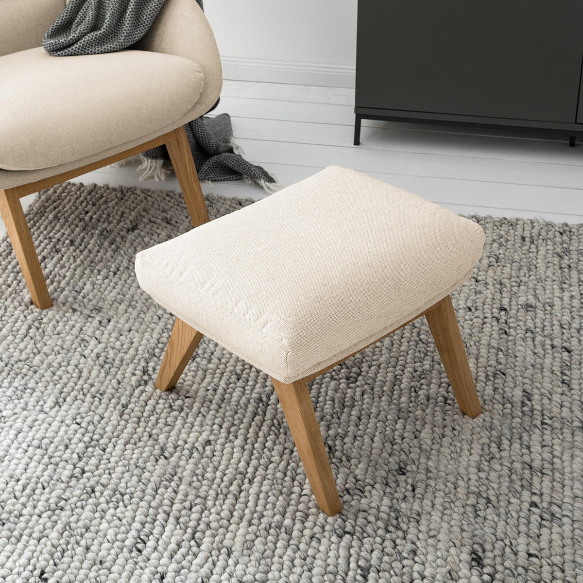 SESSEL - Eichefarben/Beige, Eichenholz/Holz (82/102/90cm) - home24