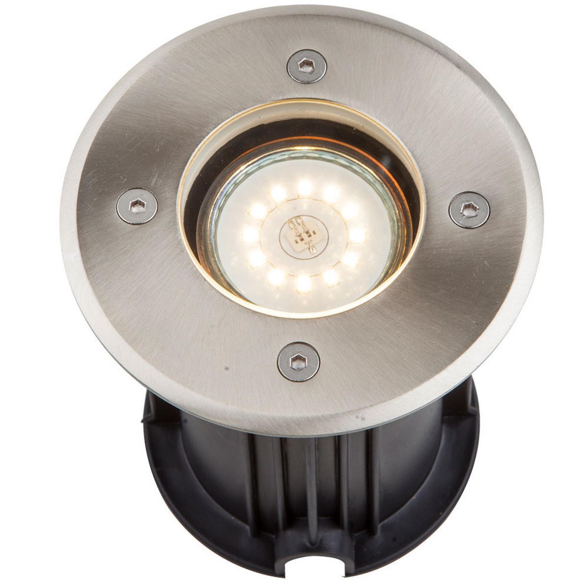 LED BODENEINBAUSPOT Edelstahl Silber - Silberfarben, Glas (11/11/12.3cm) - Globo Lighting