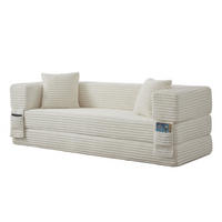 SCHLAFSOFA aus Cord in Weiß 2-lagiges Design & zum Doppelbett ausklappbar - Weiß, Textil (76/60/200cm) - Urban Meuble