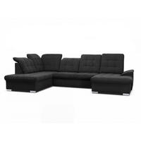 WOHNLANDSCHAFT ANON Ottomane Links, mit Schlaffunktion und Bettkasten, Schwarz - Schwarz, Kunststoff/Textil (322/87/220cm) - Idohome
