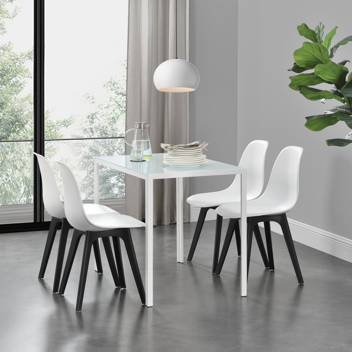 ESSGRUPPE Stathelle - Multicolor, Glas/Metall (105/75/60cm) - [en.casa]