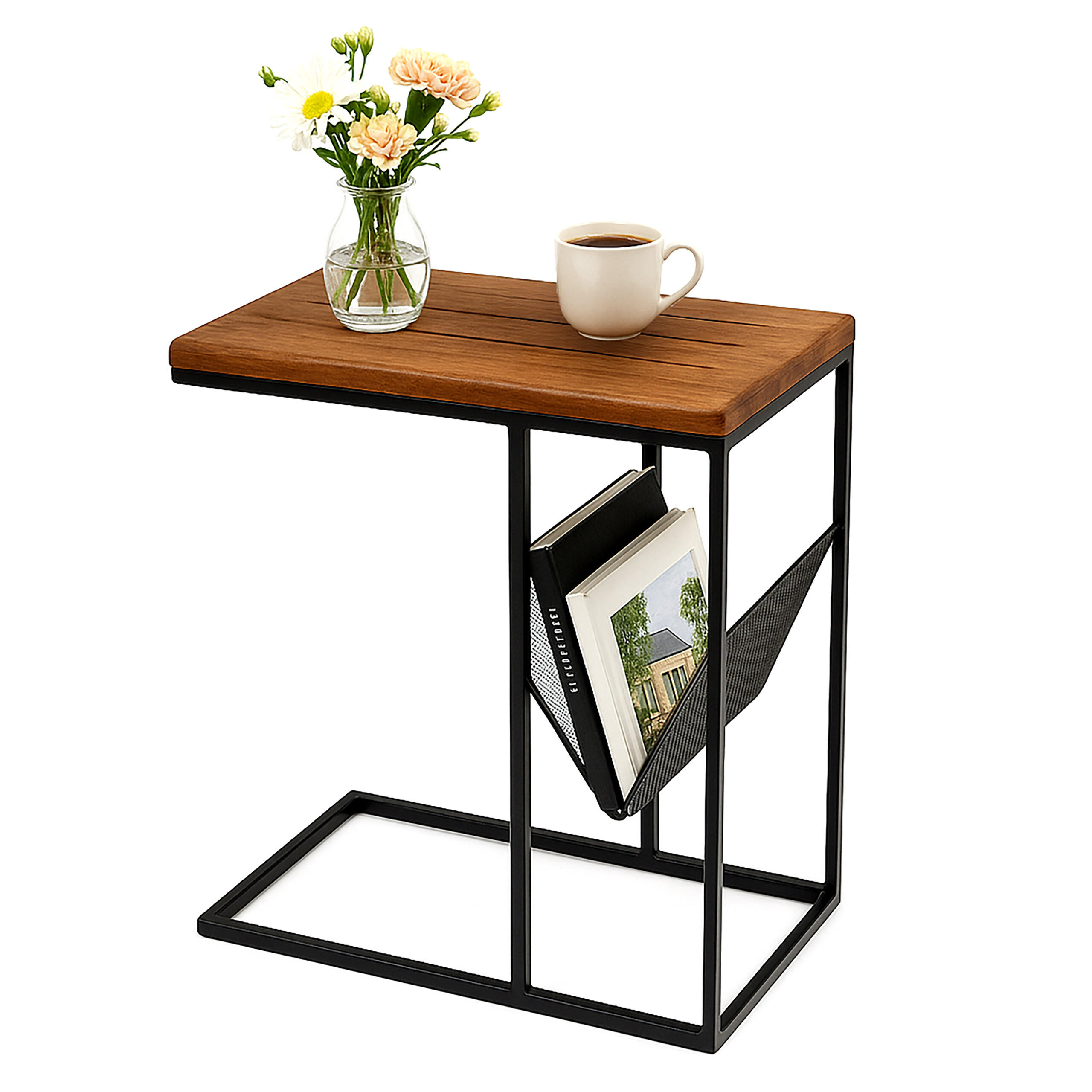 BEISTELLTISCH - Schwarz, Holz/Metall (51/30/63cm) - Relaxdays