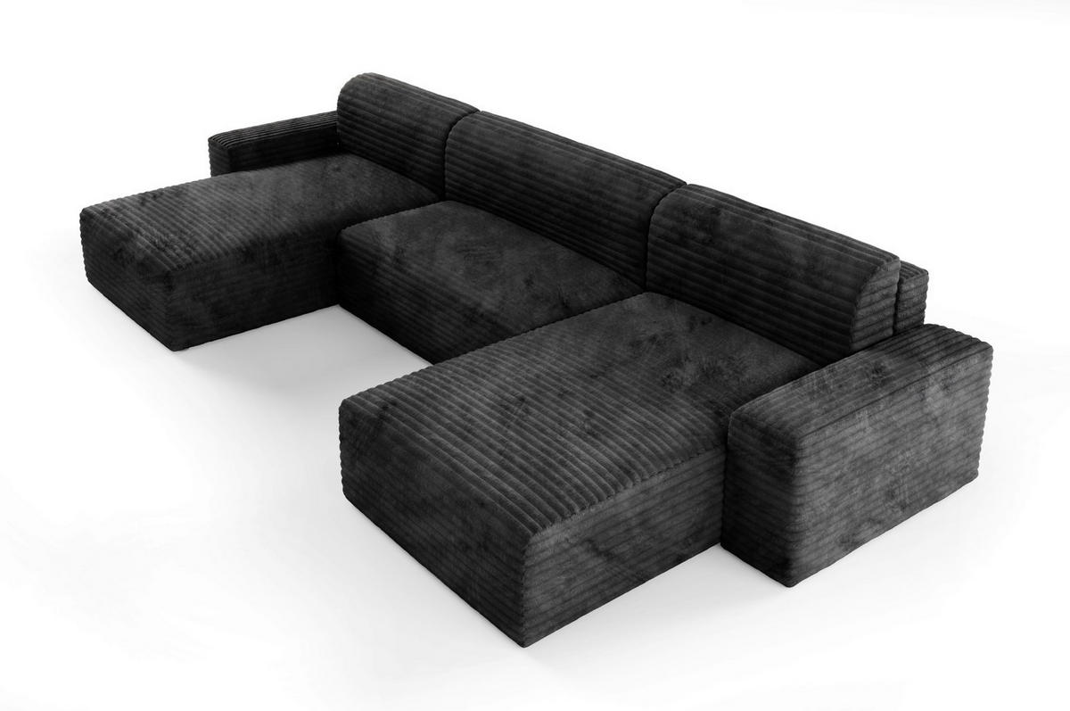 WOHNLANDSCHAFT mit Schlaffunktion Schwarz - Schwarz, Holz/Holzwerkstoff (300/70/185cm) - Furnisell