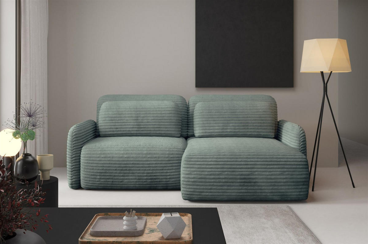ECKSOFA Simone Mit Schlaffunktion - Grün, Holzwerkstoff/Textil (165/240cm) - Fun Möbel