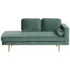 CHAISELONGUE Samtstoff mintgrün rechtsseitig Miramas - Goldfarben/Mintgrün, Textil (171/63/79cm) - Beliani